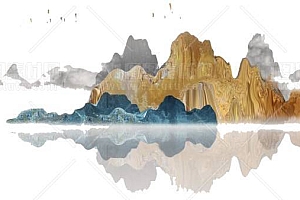 中国风景上水图笔墨画PNG免扣图背景透明图23110600008