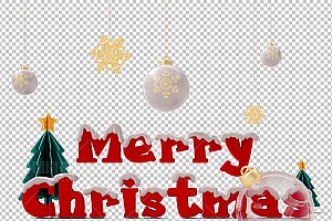 圣诞节素材PNG透明背景免抠图圣诞树老人雪花00119