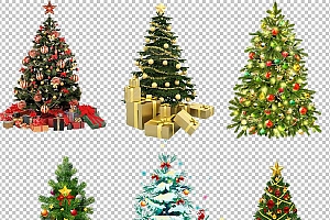 圣诞节素材PNG透明背景免抠图圣诞树老人雪花00140