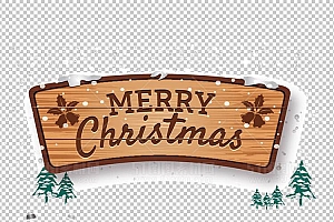 圣诞节素材PNG透明背景免抠图圣诞树老人雪花00148