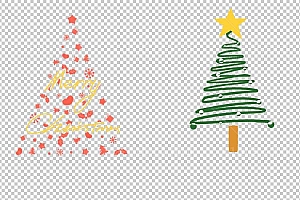 圣诞节素材PNG透明背景免抠图圣诞树老人雪花00198