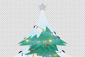 圣诞节素材PNG透明背景免抠图圣诞树老人雪花00325