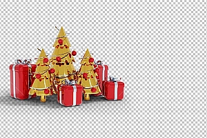圣诞节素材PNG透明背景免抠图圣诞树老人雪花00463