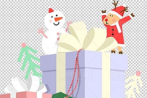 圣诞节素材PNG透明背景免抠图圣诞树老人雪花00492