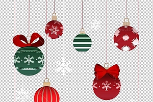 圣诞节素材PNG透明背景免抠图圣诞树老人雪花00605