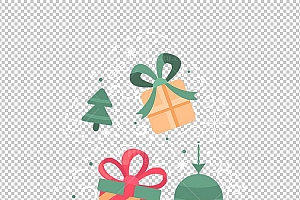 圣诞节素材PNG透明背景免抠图圣诞树老人雪花00665