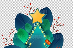 圣诞节素材PNG透明背景免抠图圣诞树老人雪花00731
