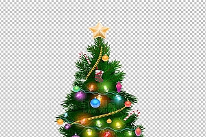 圣诞节素材PNG透明背景免抠图圣诞树老人雪花00752