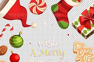 圣诞节素材PNG透明背景免抠图圣诞树老人雪花00854