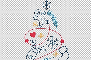 圣诞节素材PNG透明背景免抠图圣诞树老人雪花00915