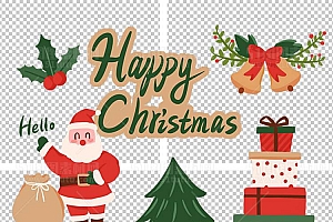 圣诞节素材PNG透明背景免抠图圣诞树老人雪花01155