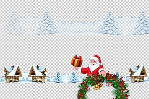 圣诞节素材PNG透明背景免抠图圣诞树老人雪花01184