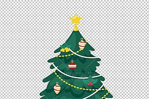 圣诞节素材PNG透明背景免抠图圣诞树老人雪花01296