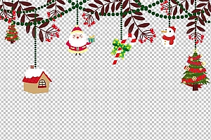 圣诞节素材PNG透明背景免抠图圣诞树老人雪花01360