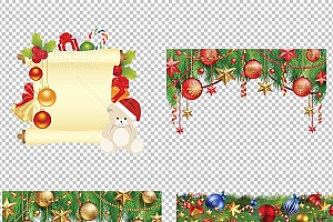 圣诞节素材PNG透明背景免抠图圣诞树老人雪花01402