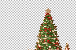 圣诞节素材PNG透明背景免抠图圣诞树老人雪花01532