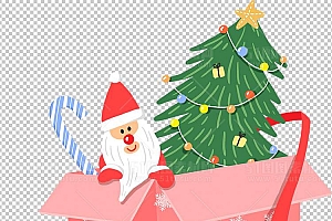 圣诞节素材PNG透明背景免抠图圣诞树老人雪花01593