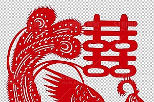 中国风古典龙凤剪纸PNG免抠图透明背景00180