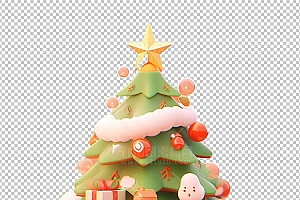 圣诞节素材PNG透明背景免抠图圣诞树老人雪花01887