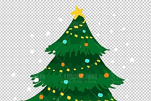 圣诞节素材PNG透明背景免抠图圣诞树老人雪花01953