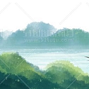 中国风景上水图笔墨画PNG免扣图背景透明图23110600035