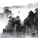 中国风景上水图笔墨画PNG免扣图背景透明图23110600055