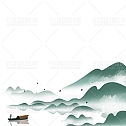 中国风景上水图笔墨画PNG免扣图背景透明图23110600064