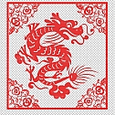 中国风古典龙凤剪纸PNG免抠图透明背景00380