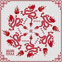 中国风古典龙凤剪纸PNG免抠图透明背景00385