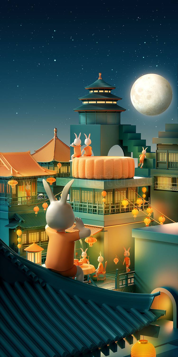 中秋节月圆背景场景素材参考图12节气23071500197