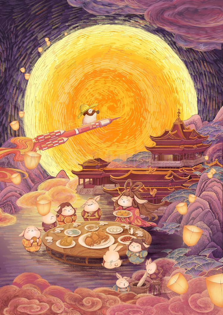 中秋节月圆背景场景素材参考图12节气23071500198