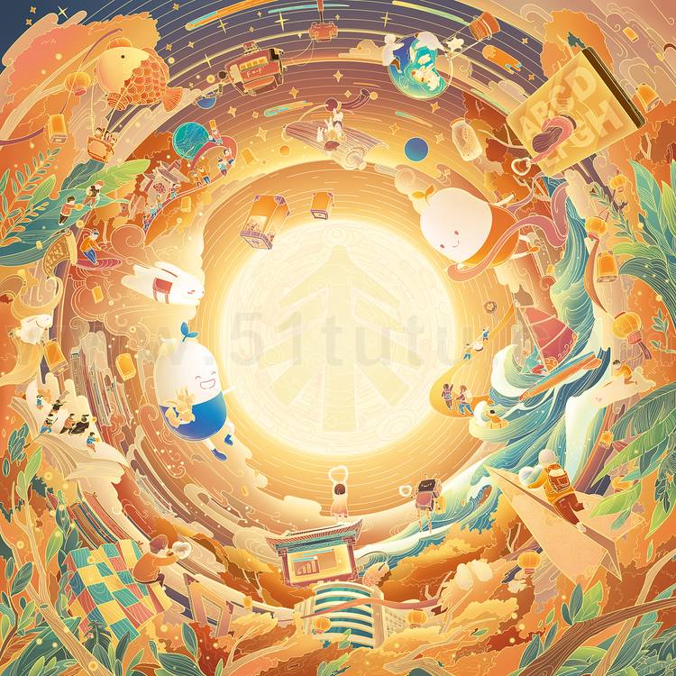 中秋节月圆背景场景素材参考图12节气23071500239