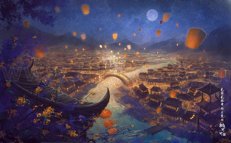 中秋节月圆背景场景素材参考图12节气23071500246