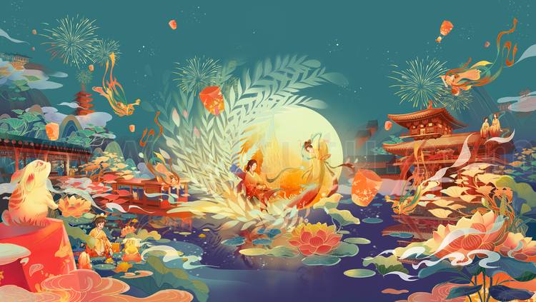 中秋节月圆背景场景素材参考图12节气23071500256