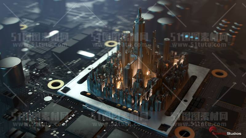 芯片CPU科技背景场景设计参考图23071501474