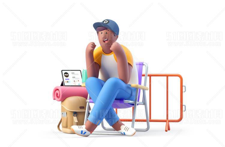 C4D人物素材卡通3D人物PNG活动促销素材透明图角色人物23103100108