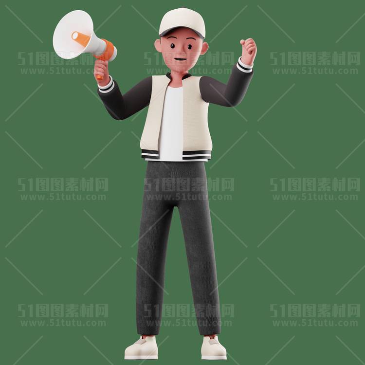 C4D人物素材卡通3D人物PNG活动促销素材透明图角色人物23103100109