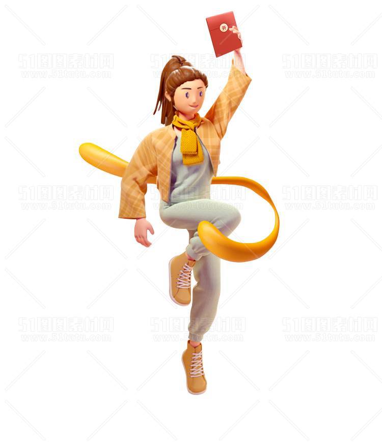 C4D人物素材卡通3D人物PNG活动促销素材透明图角色人物23103100136