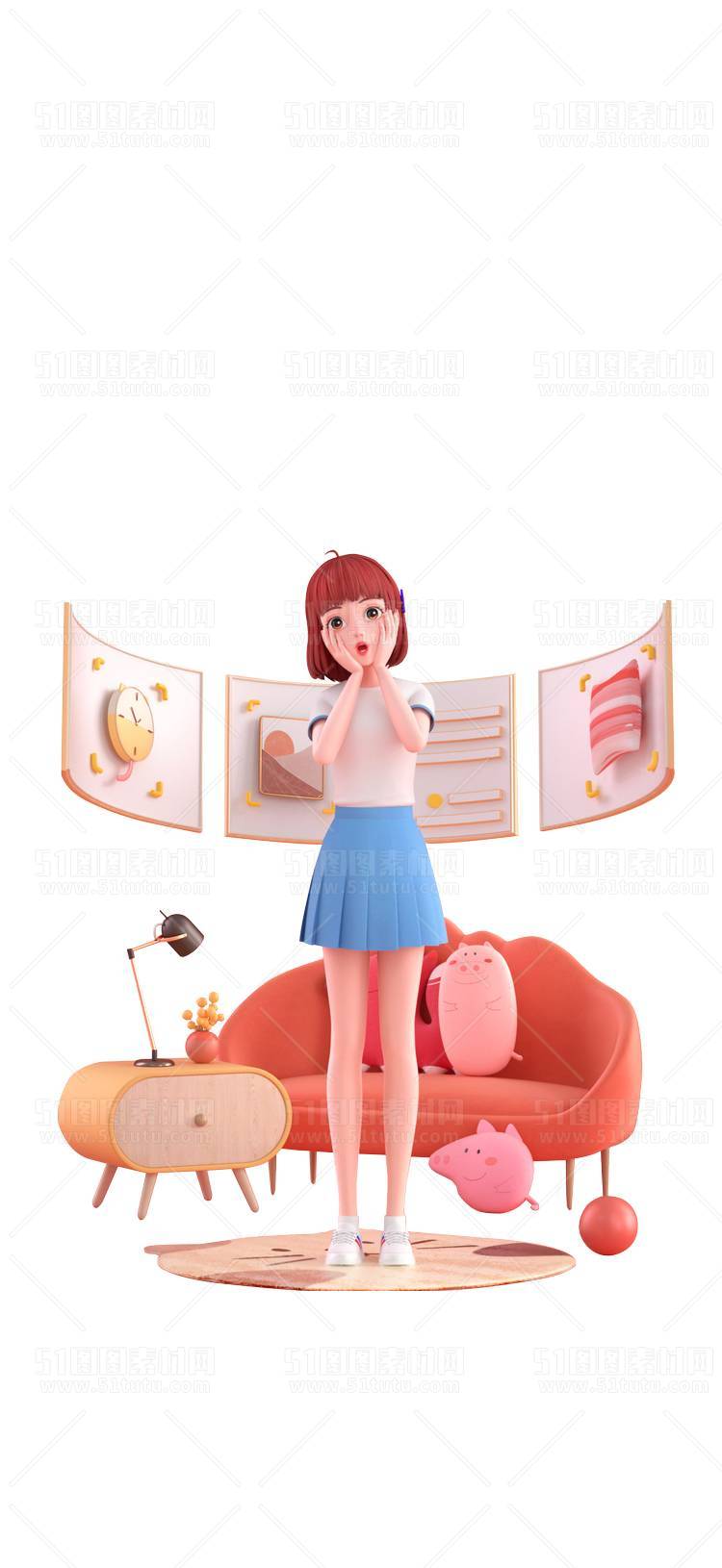 C4D人物素材卡通3D人物PNG活动促销素材透明图角色人物23103100165