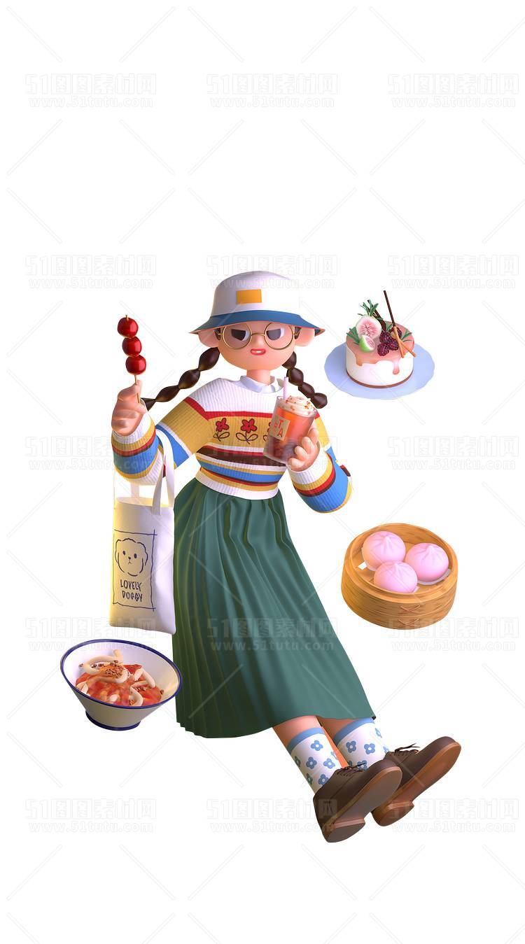 C4D人物素材卡通3D人物PNG活动促销素材透明图角色人物23103100172