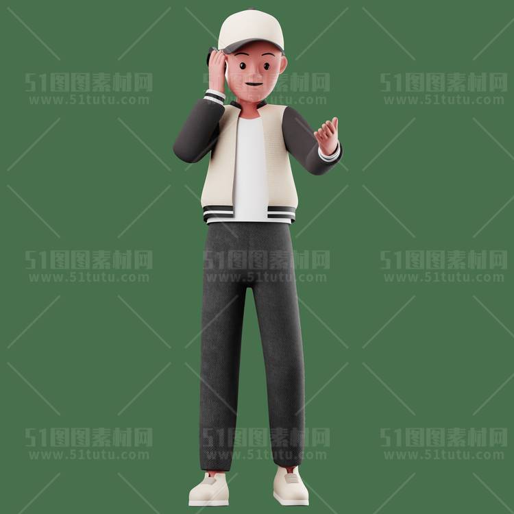 C4D人物素材卡通3D人物PNG活动促销素材透明图角色人物23103100174