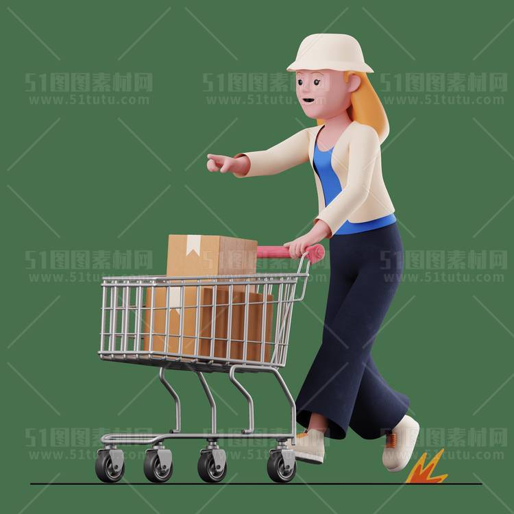 C4D人物素材卡通3D人物PNG活动促销素材透明图角色人物23103100176