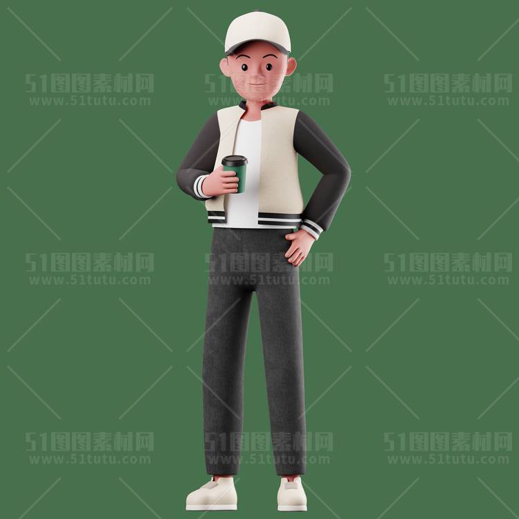 C4D人物素材卡通3D人物PNG活动促销素材透明图角色人物23103100180