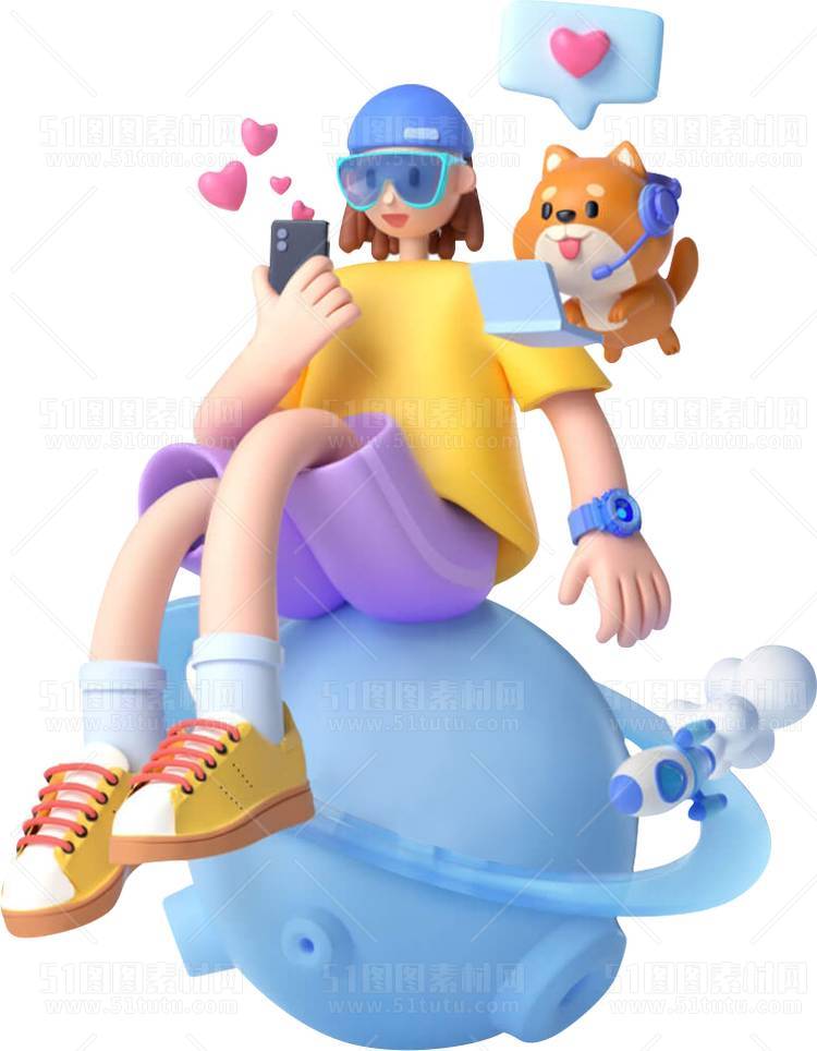 C4D人物素材卡通3D人物PNG活动促销素材透明图角色人物23103100191