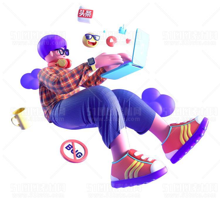 C4D人物素材卡通3D人物PNG活动促销素材透明图角色人物23103100194