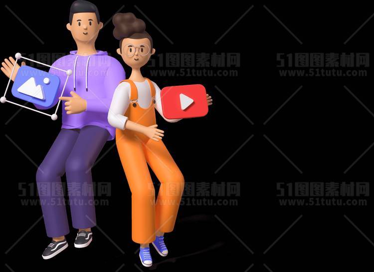 C4D人物素材卡通3D人物PNG活动促销素材透明图角色人物23103100201