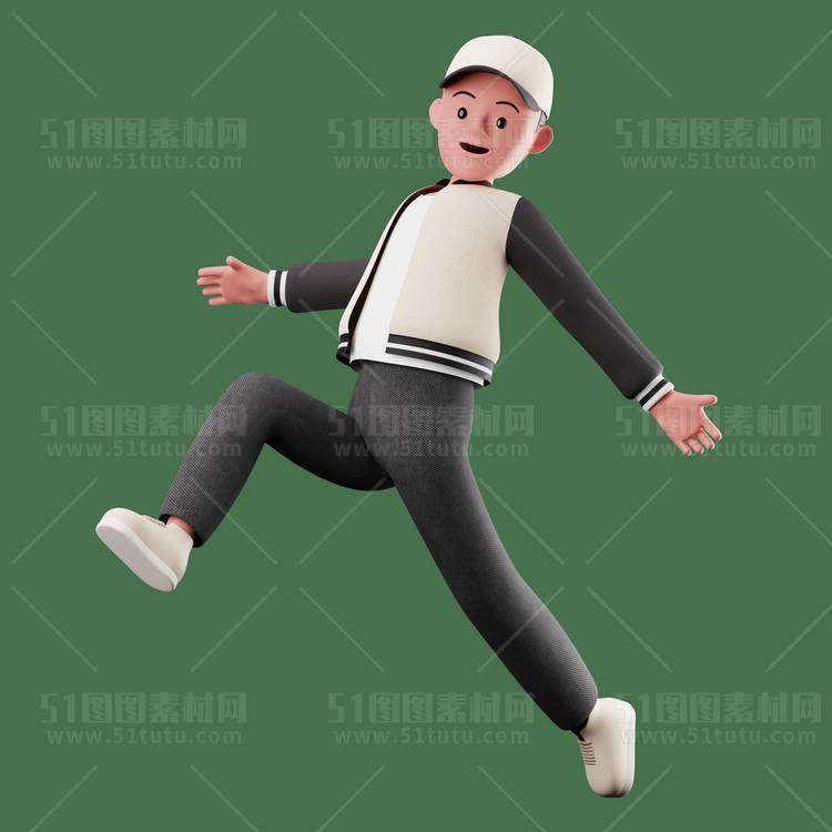 C4D人物素材卡通3D人物PNG活动促销素材透明图角色人物23103100210