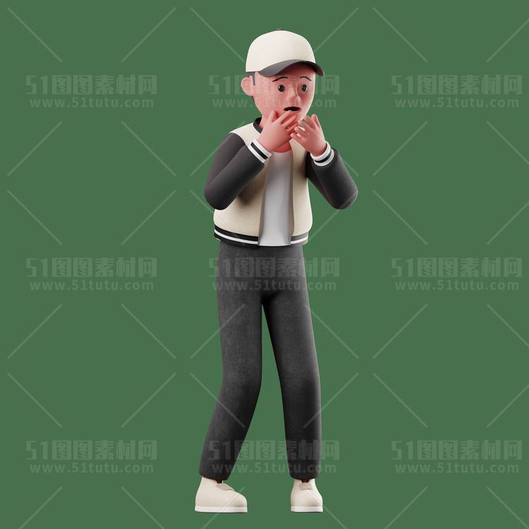 C4D人物素材卡通3D人物PNG活动促销素材透明图角色人物23103100211