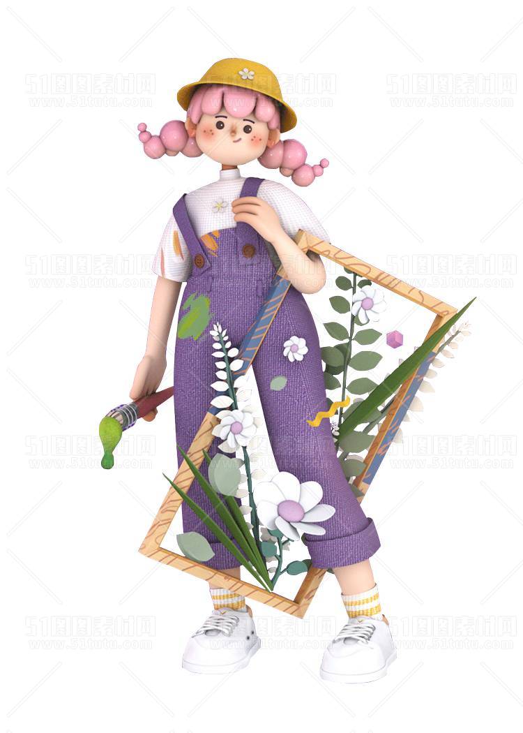 C4D人物素材卡通3D人物PNG活动促销素材透明图角色人物23103100218