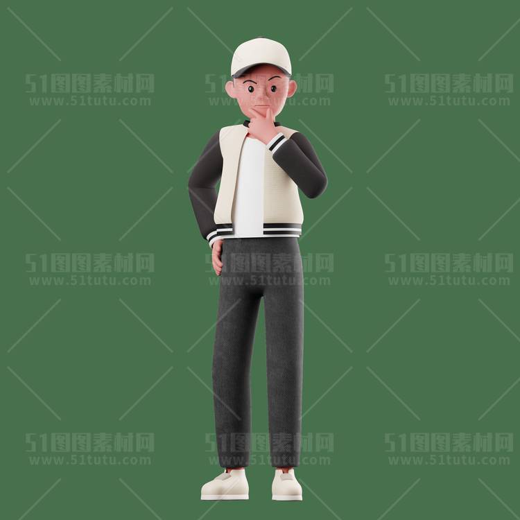 C4D人物素材卡通3D人物PNG活动促销素材透明图角色人物23103100221